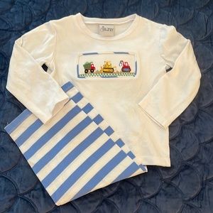 Boys 2 Piece Set.  Smocked with trucks.